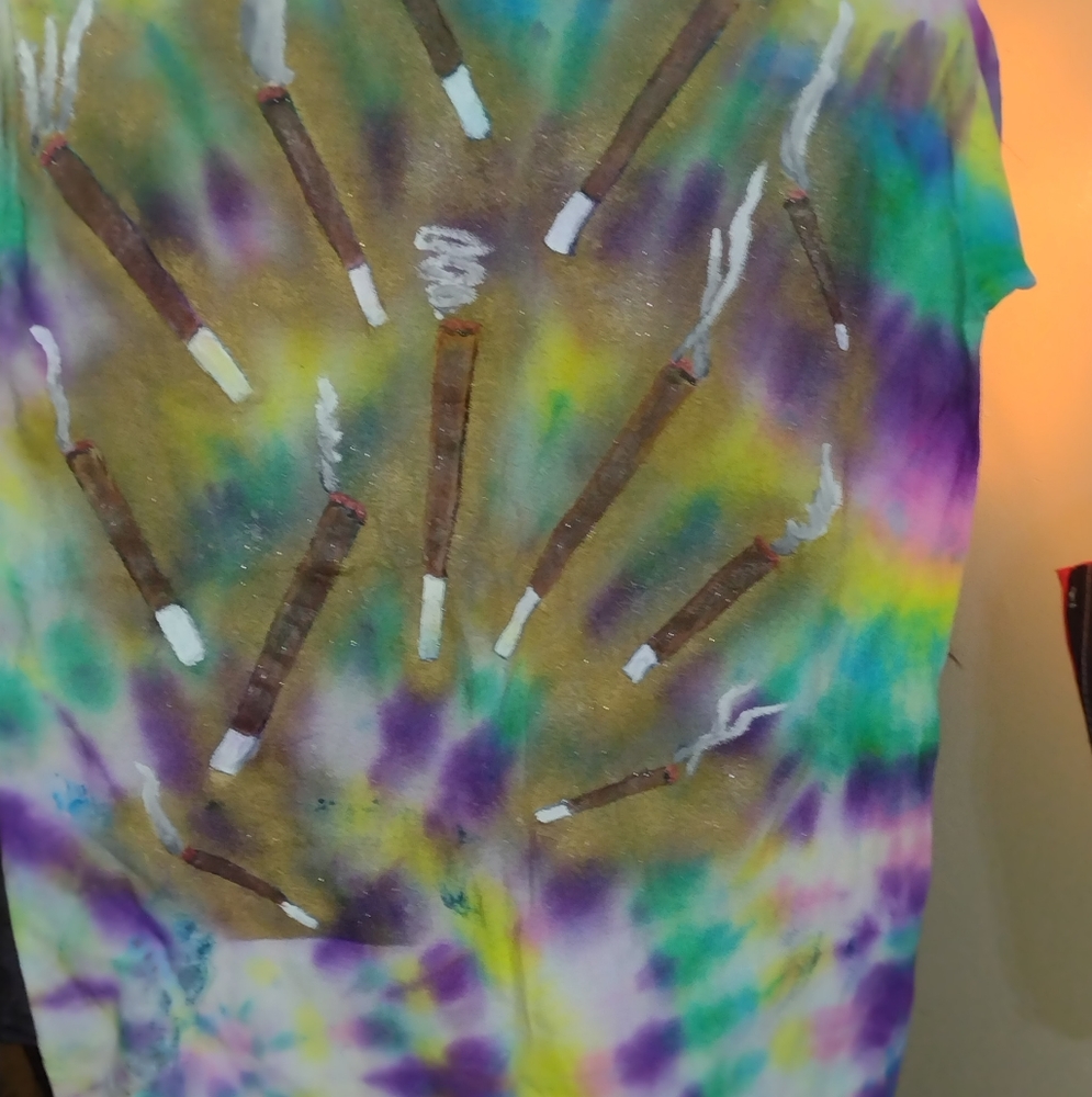 Hand crafted tye-dyed shirt ( marvelously medicated by marvelous Wear)